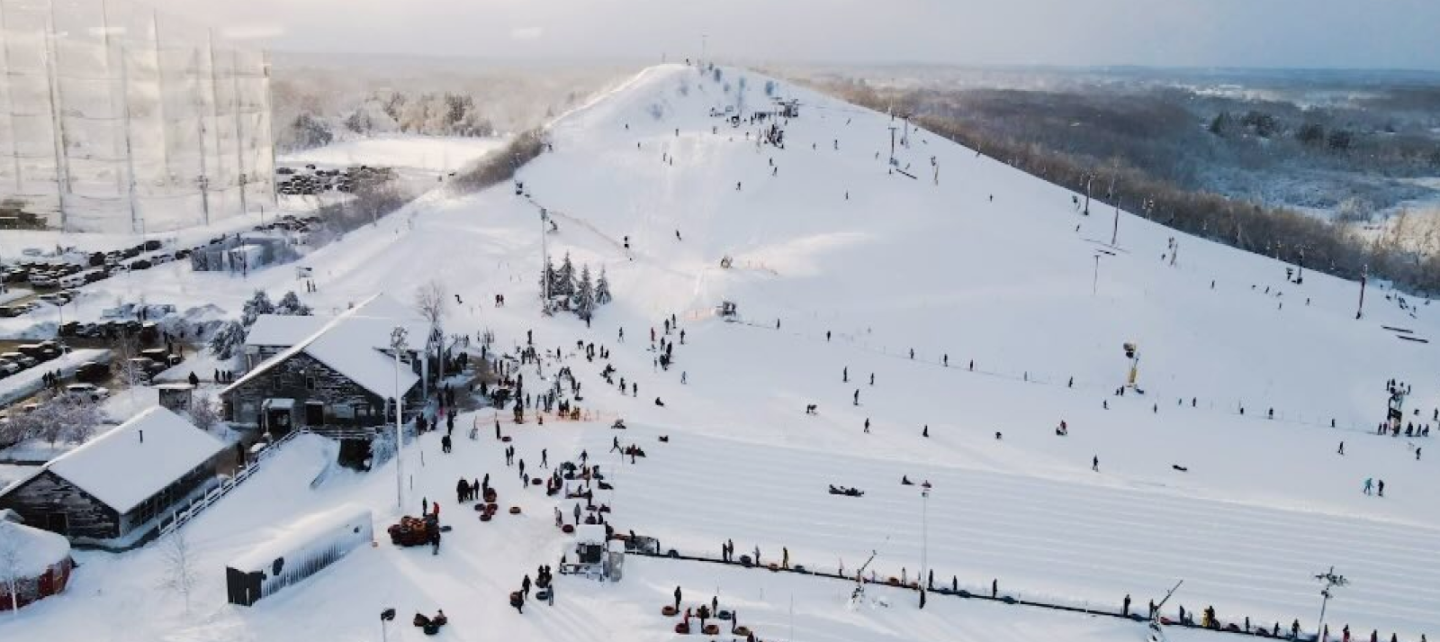 Drone shot of ski hill