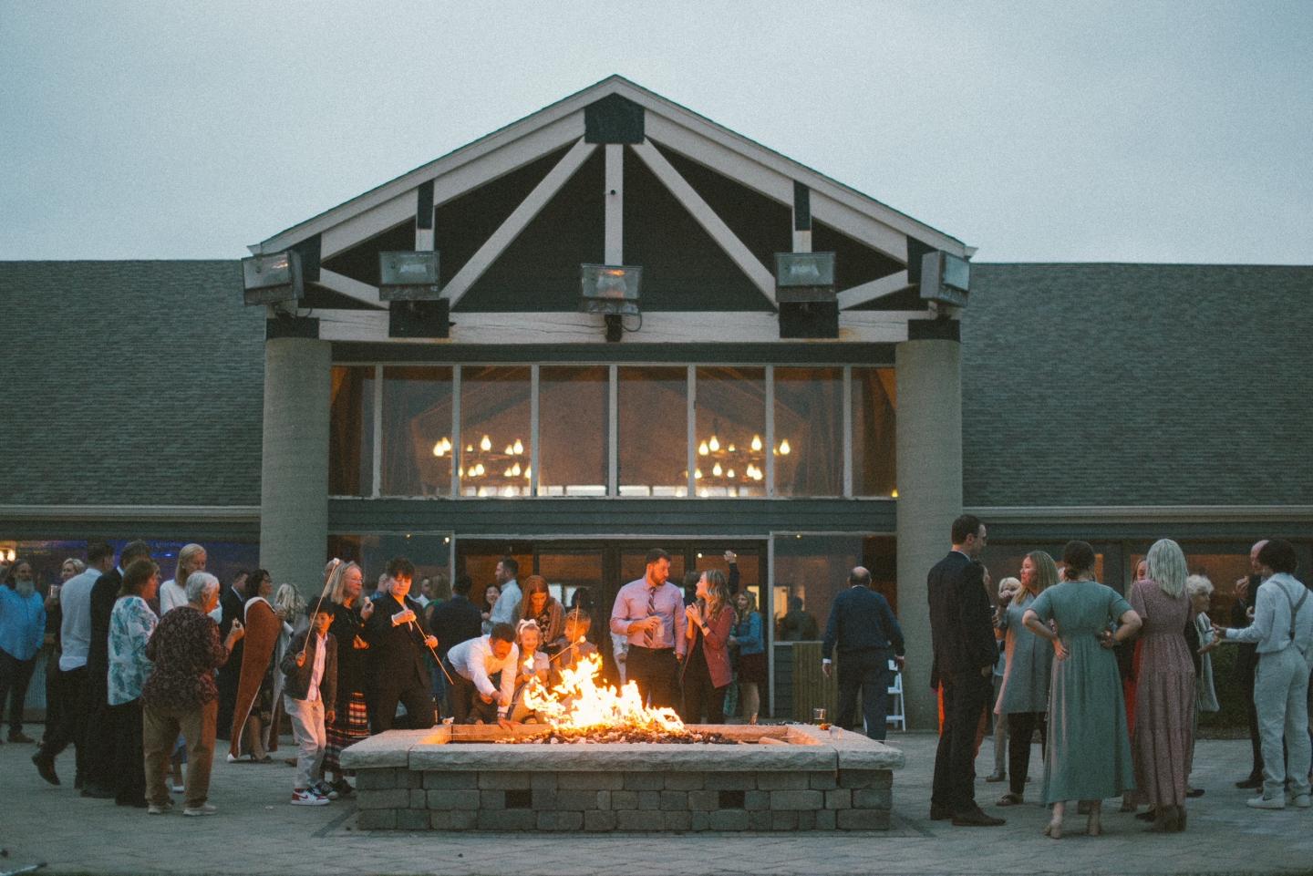 Lodge wedding firepit