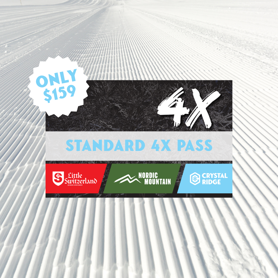Ski pass graphic: “Only $159” for a Standard 4X Pass.